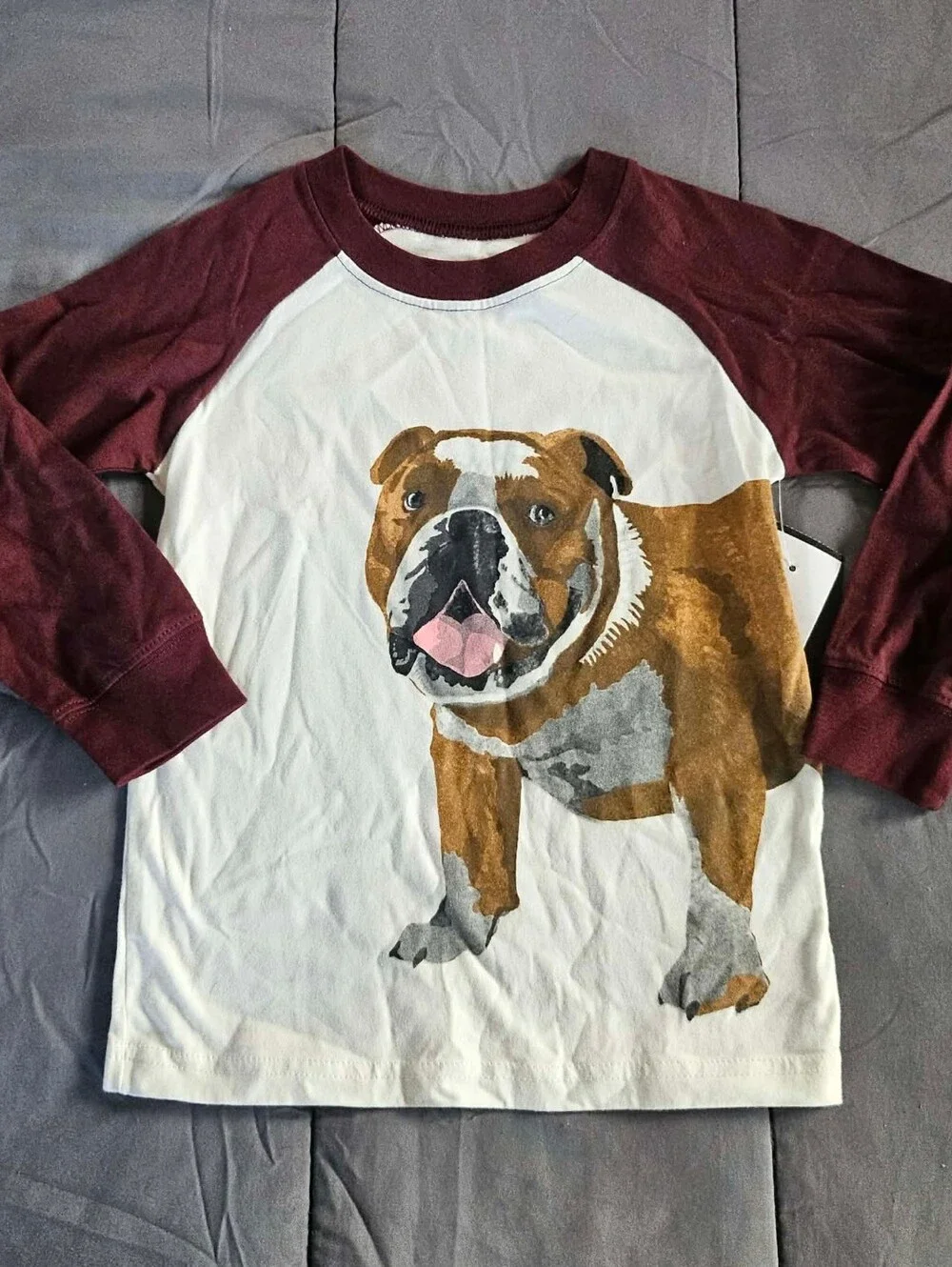 Carter's Maroon and White Bulldog Graphic Dog Shirt